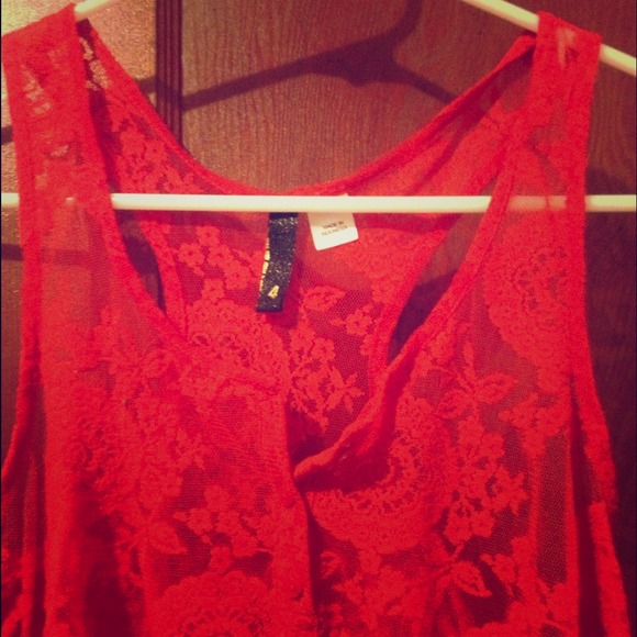 H&M red Lacey shirt