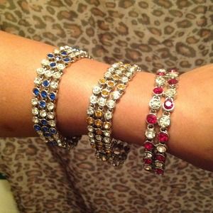 Rhinestone bracelet 8.8 length 3 Red, gold, blue