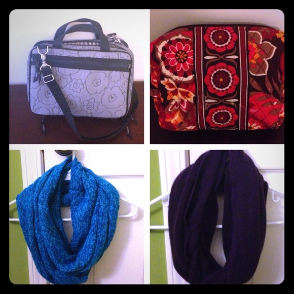 Bundle 31 bag Vera Bradley cosmetic and two scarfs