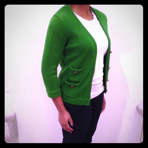 Reduced!! Cute Kelly Green J Crew Cardigan Sz S
