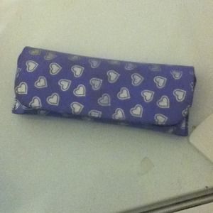 Purple silver heart eyeglasses case