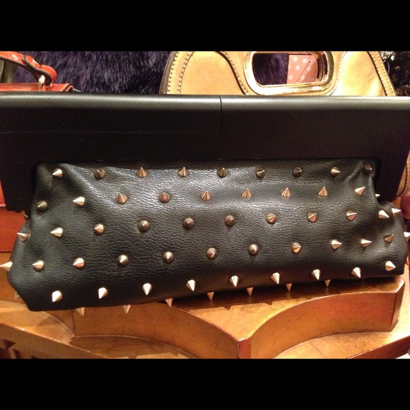 Handbags - NEW Melie Bianco Black Clutch with Spikes