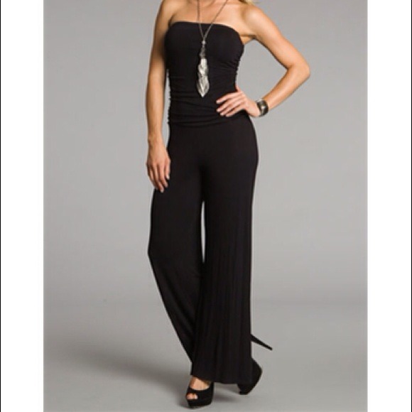 Pants - Black Strapless Jumpsuit