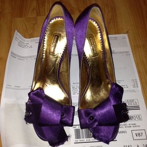 Report - signature satin open toe heels