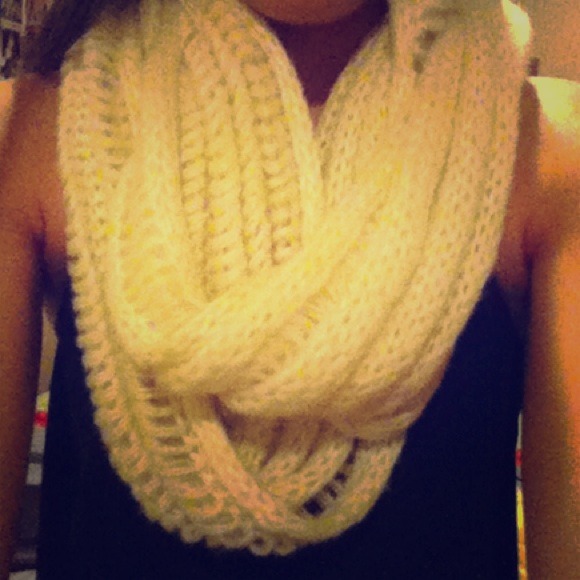 Knit cream infinity scarf