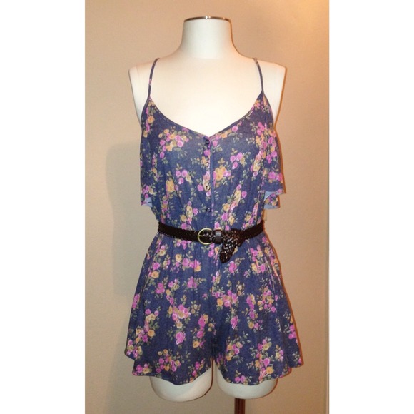 Urban Outfitters Dresses & Skirts - Floral Print Romper w. Ruffle Detail