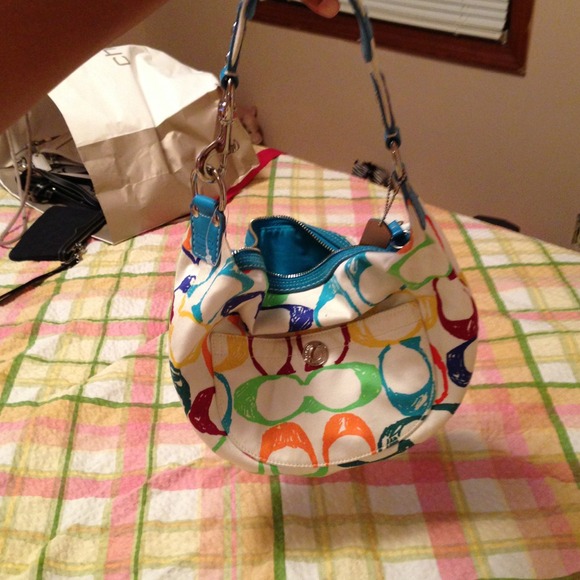 Multi-Color Poppy Coach small hobo - Picture 3 of 3