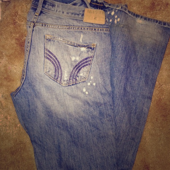 Hollister flared blue destroyed jeans