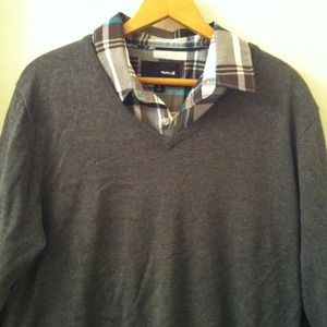 Mens Dark gray V-neck sweater.