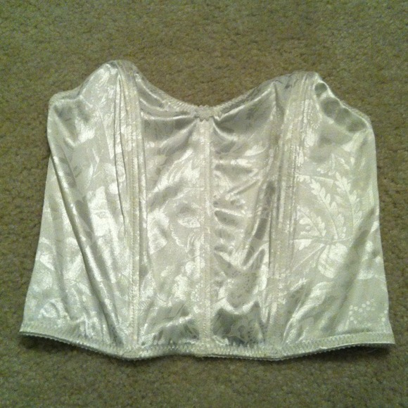 White shiny floral bustier