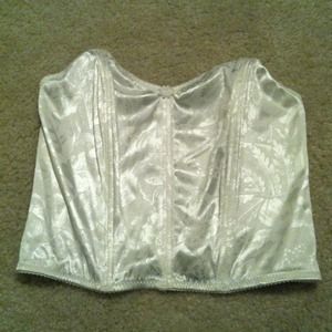 White shiny floral bustier