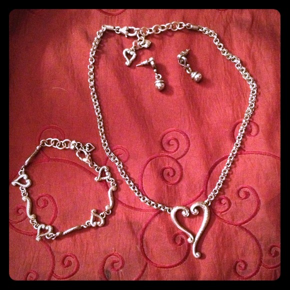 Brighton heart necklace, earring and bracelet set.