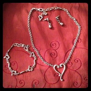 Brighton heart necklace, earring and bracelet set.