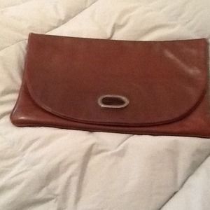Oversized brown faux leather clutch- Reduced!
