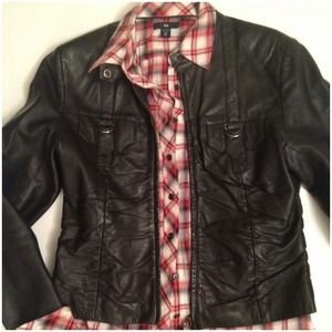Jackets & Coats - Cropped pin tucked front Leather jacket Jackets & Coats - Cropped pin tucked front Leather jacket