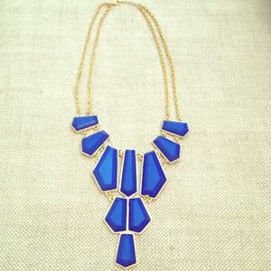 Royal blue pyramid style statement necklace