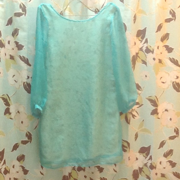 Blue lace tunic dress