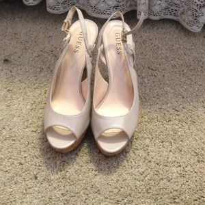 Nude Guess heels and CoH jeans