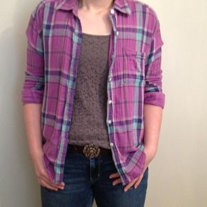 Purple plaid flannel shirt