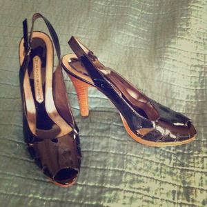 Black Leather Strappy Heels