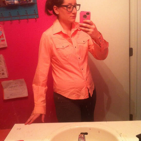 Rodeo Peach Pink Button Shirt MEDIUM