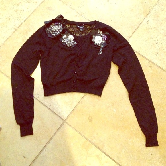 BEBE Ribbon Necklace Cardigan - Picture 1 of 4