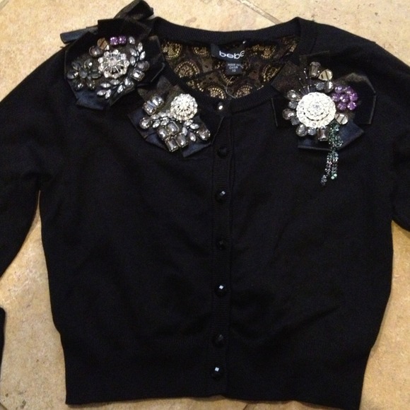 BEBE Ribbon Necklace Cardigan - Picture 2 of 4