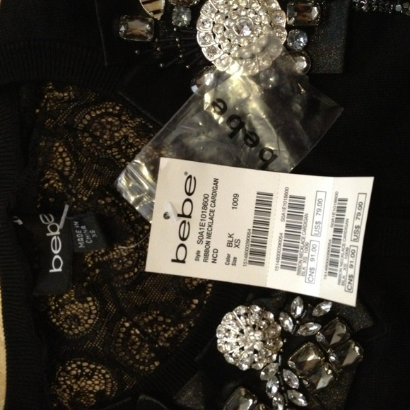 BEBE Ribbon Necklace Cardigan - Picture 3 of 4