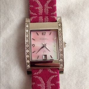 Pink fossil watch