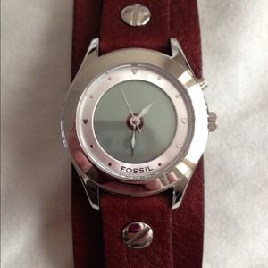 Brown leather fossil watch