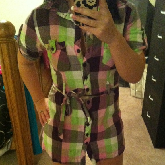 Plaid short dress or top