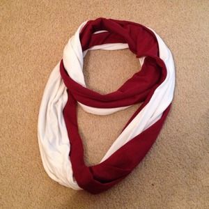 Maroon/ white infinity scarf