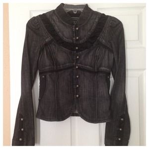 GUESS jean jacket w/ black trim, size Large!