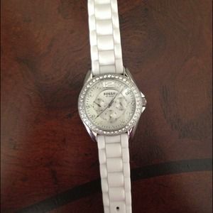 Fossil ES-2344 white boyfriend watch.