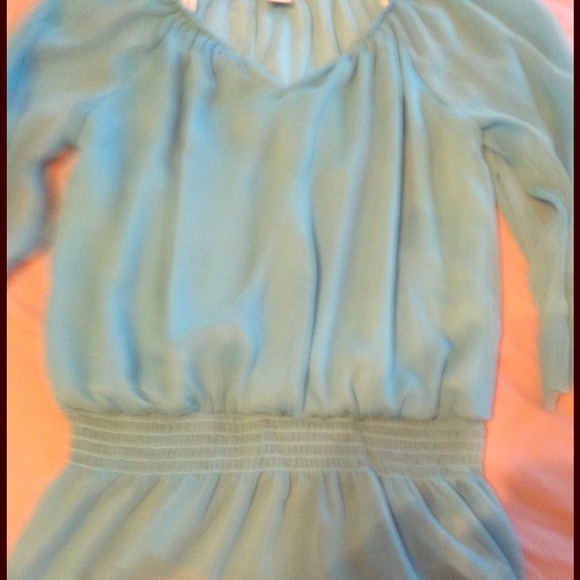 Light Blue Peasant Top