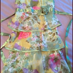 Floral Green Ruffle Dress