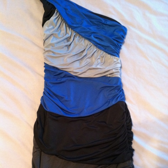 Color Blocked One Shoulder Dress - Picture 1 of 1