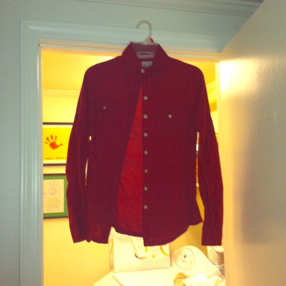 5 star long sleeve button shirt (red)