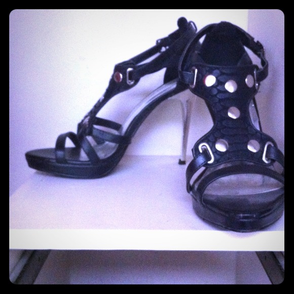 Black and silver sandals