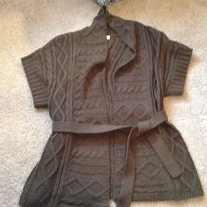 Olive green tie front cardigan