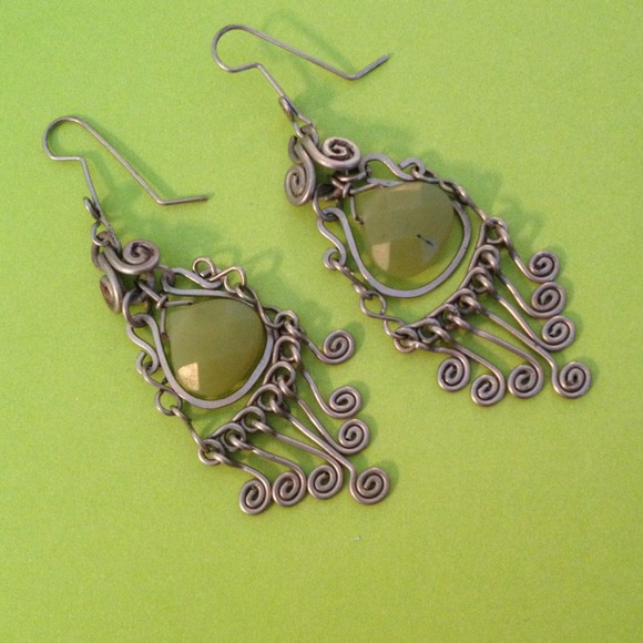 Jewelry - Handmade bohemian chic lime green earrings