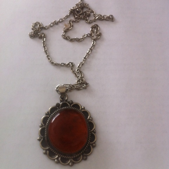 Sterling silver orange pendant necklace