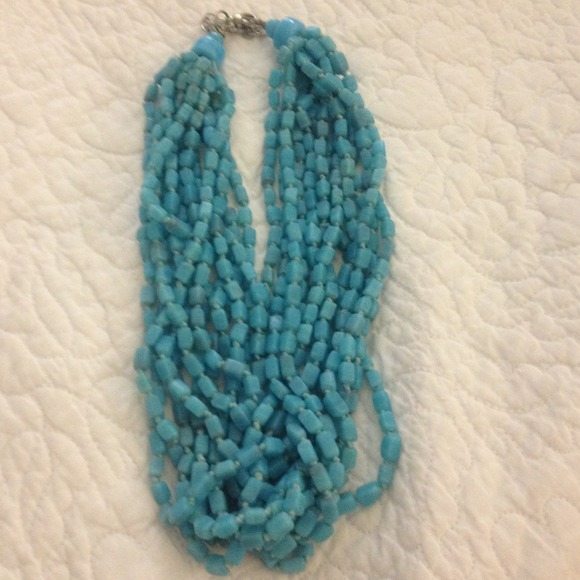 Blue headed statement necklace