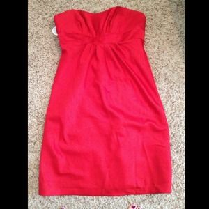Formal red cocktail dress. Right above the knees
