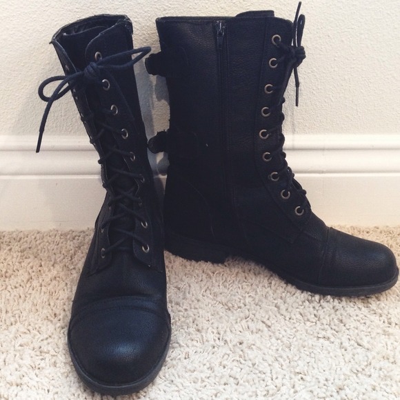 Wild Diva Black Combat Boots