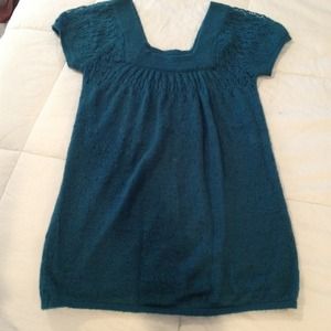 Teal sheer knit sweater