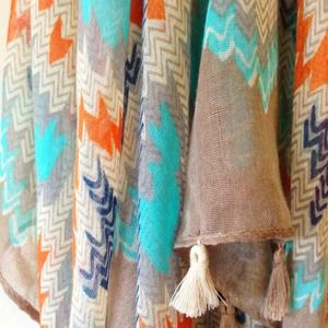 Orange/Teal/Grey Scarf