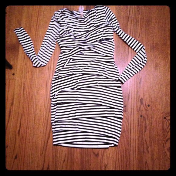 B+W striped layered dress