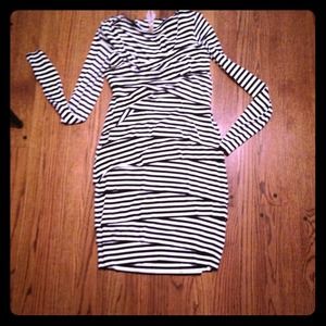 B+W striped layered dress