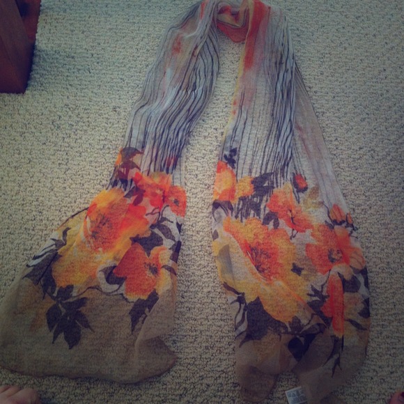 Beautiful Sheer Floral Scarf